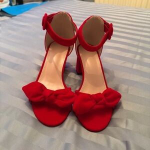 SHEIN Red Bow Accent Heels